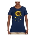 thumbnail image 2 of You Are My Sunshine Skull And Sunflower Inspirational/Christian Womens Graphic T-Shirt, Navy, Medium, 2 of 3