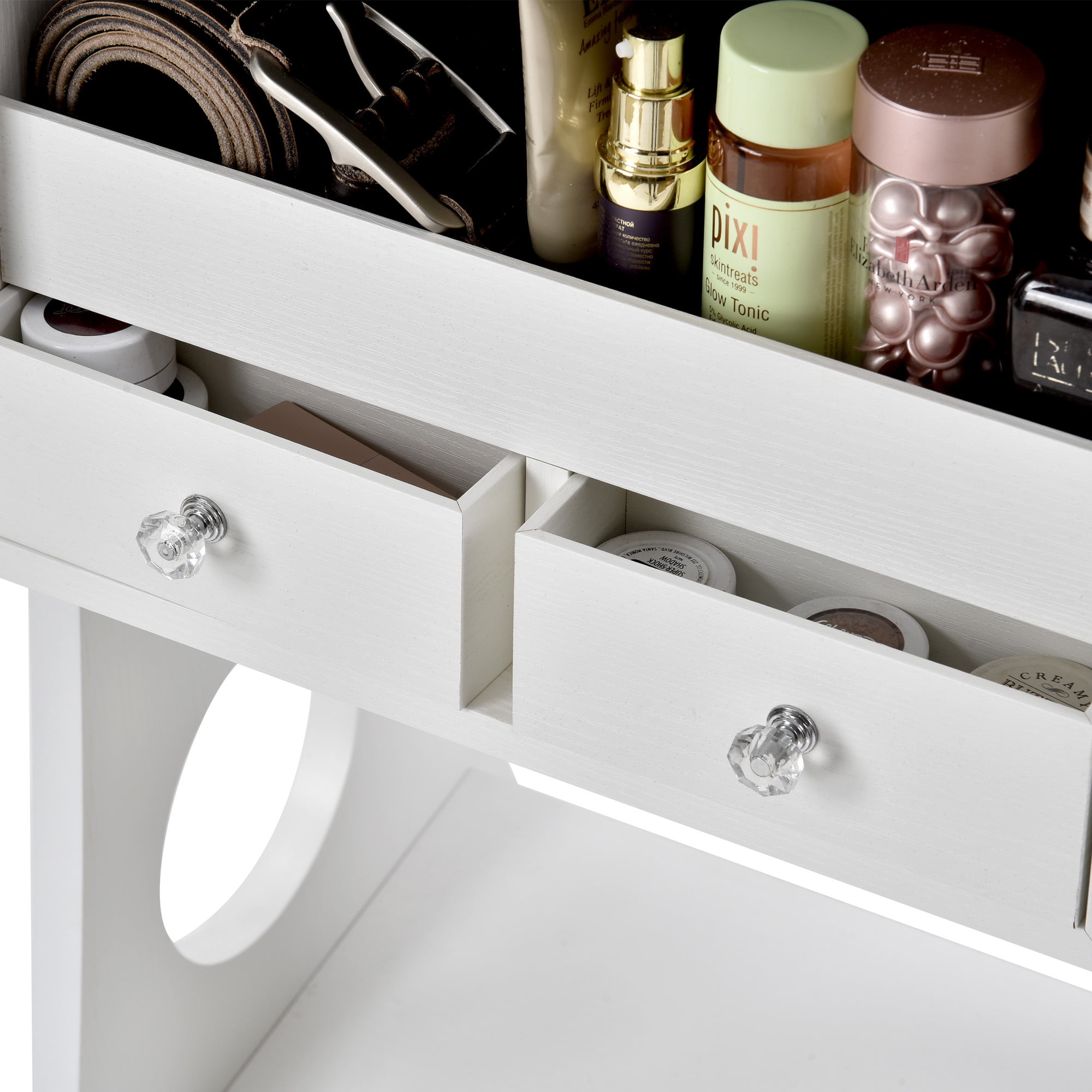 Resenkos LED Light Jewelry Armoire with Full-Length Mirror, White Standing Mounted Lockable Jewelry Organizer Cabinet