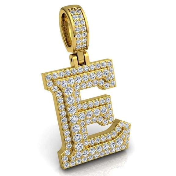 2.5Ct Round Cut Lab Created Custom Hip Hop "E" Letter Pendant in 14K Yellow Gold Plated