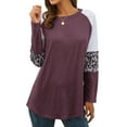 thumbnail image 5 of Nlife Women Stripes Leopard Print Crew Neck Long Sleeve Top, 5 of 9