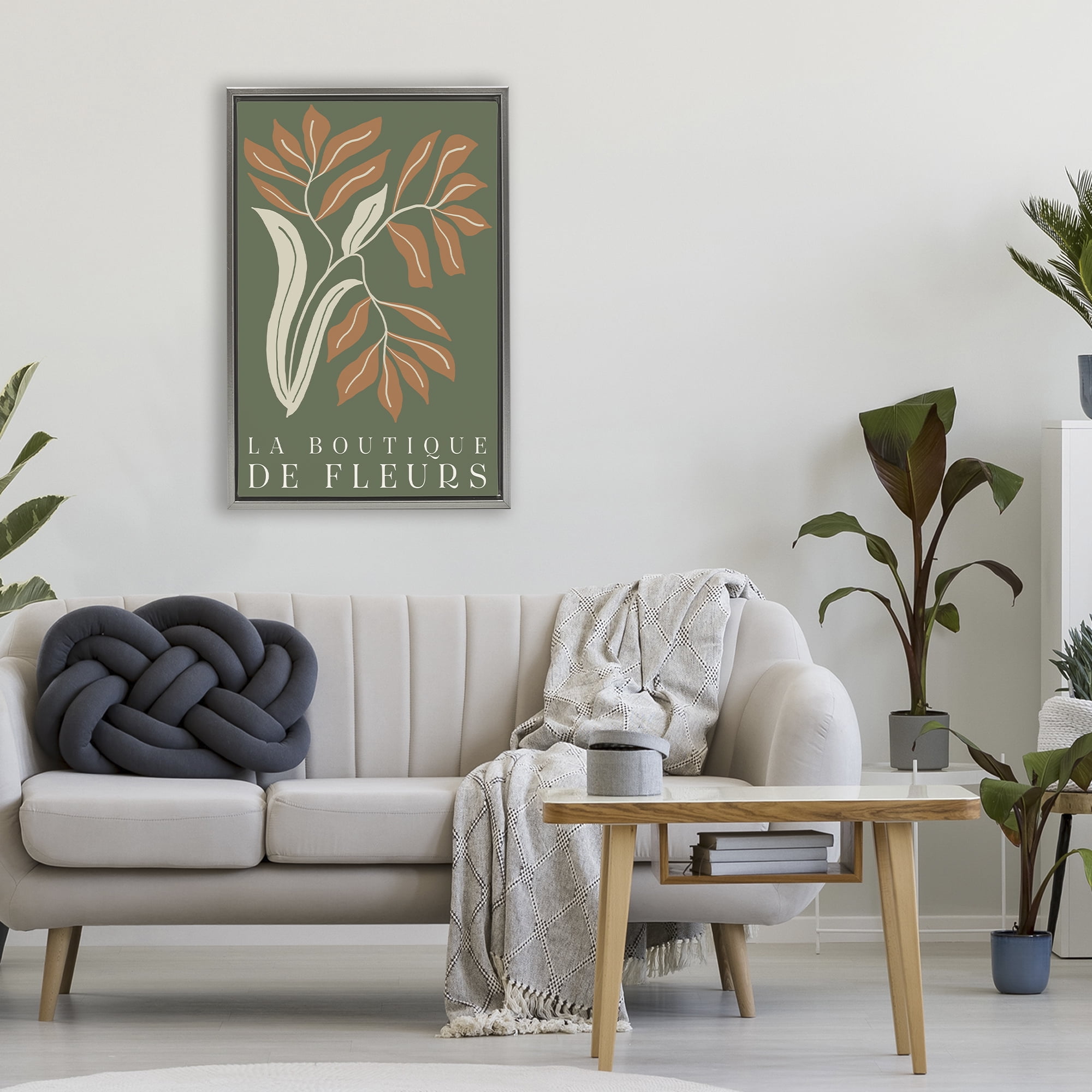 Stupell Industries Flower Shop Midcentury Minimal Gray Framed Floater Canvas Wall Art, design by Emily Navas