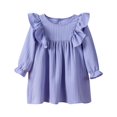 thumbnail image 2 of HOMADLES Girls Long Sleeve Dress Soft Casual Solid Layering Swing Skirt for Girls Princess Dress Purple 1 T, 2 of 3