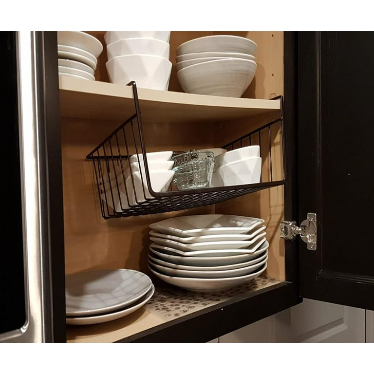 Veckle Under Shelf Basket, 4 Pack Stackable Under Cabinet Storage Space Saving Hanging Basket Easy to Install Pantry Organizer for Kitchen Bookshelf