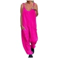 thumbnail image 2 of ZZwxWA Plus Size Solid Womens Jumpsuits With Pocket Baggy Fit Fashion Rompers Wide Leg Straps Leisure Overalls, 2 of 5