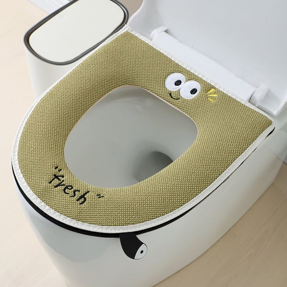 Cartoon Toilet Seat Cushion With Zipper,Toilet Seat Cover With Lifter Handle,Washable Velvet Toilet Seat Cushion,Soft Thicker Toilet Seats Warmer Mat,Toilet Seat Covers For Bathroom