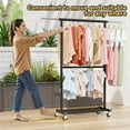 thumbnail image 6 of SUFAUY Rolling Metal Double Rods Garment Rack, Black, 6 of 7