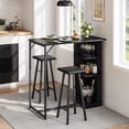 thumbnail image 4 of 3 Piece Bar Table Set with 2 Stools and 3 Storage Shelves, Counter Height Dining Table, Footrest for Kitchen, Dining Room, Apartment, Home Bar, 4 of 7