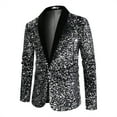 thumbnail image 4 of Cloudstyle Men's Shawl Lapel Sequined Blazer, Slim Fit Crinkle-Texture Dinner Jacket for Banquets & Events, 4 of 10