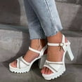 thumbnail image 2 of Dakaela Women's Platform Heels Sandals Chunky High Heel Dress Pumps Ankle Strap Wedding Party Shoes, 2 of 7
