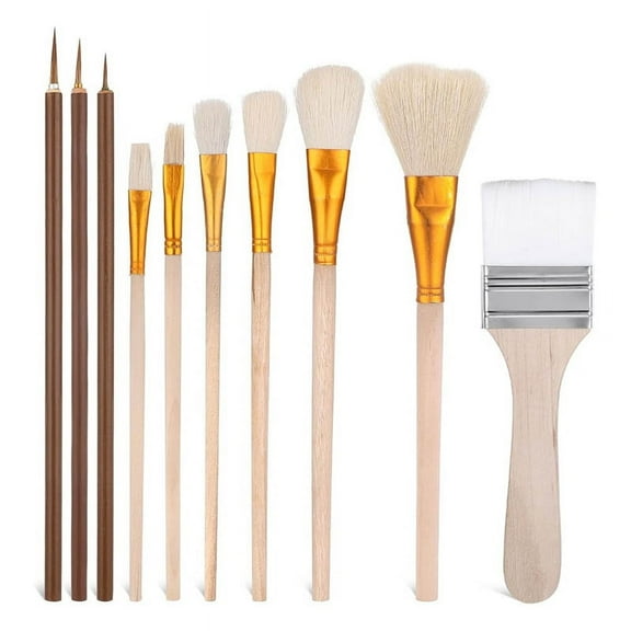 10 Pack Glaze Brushes for Pottery Glaze Brushes, Glaze Brushes for Pottery, Watercolor Mop Brushes for Acrylic Painting