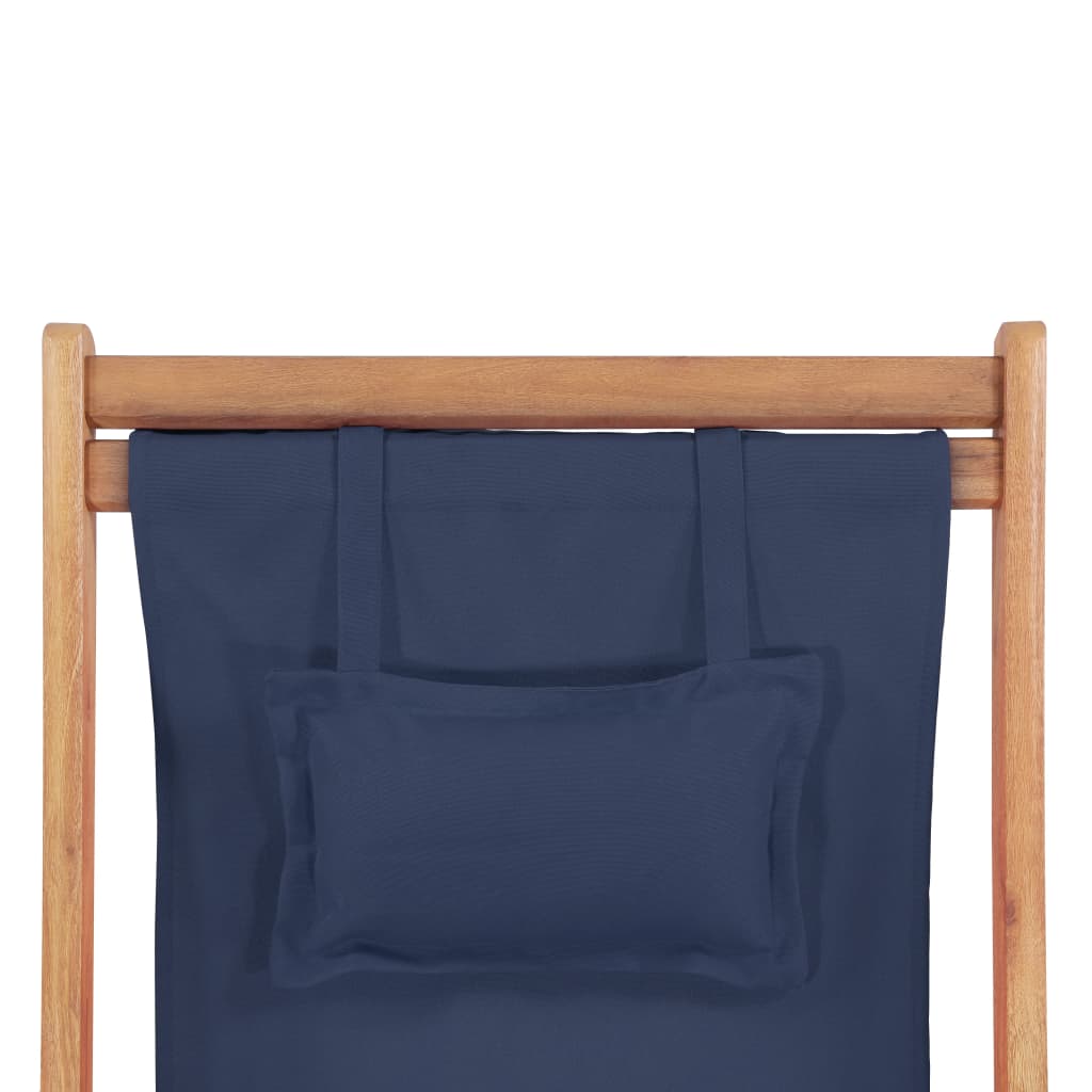 Veryke Folding Wooden Reclining Beach Chair for Outdoor Lounge, Porch, Pool - Fabric in Blue - image 3 of 9