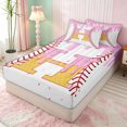 thumbnail image 3 of meiyoeat Waffle Monogrammed H Zipper Twin Comforter Sets with Fitted Sheet and 2 Pillowcases for Boys, Ice Cream Baseball Zipper Bedding Set, Pink Yellow, Pink Reversible, 4-Piece, 3 of 6