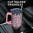 thumbnail image 5 of Baiheyi 40 oz Stainless Steel Insulated Travel Mug with Handle, Pink Leopard, 5 of 6