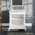 thumbnail image 6 of Eviva Elite Princeton 30" White Solid Wood Bathroom Vanity Set with Double OG White Carrera Marble Top, 6 of 7