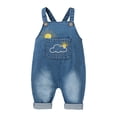 thumbnail image 3 of Bainana Baby Girls Summer Denim Romper Cartoon Print Sleeveless Suspender Overalls Jumpsuit Lightweight Leisure Baby Toddler Casual Dailywear Blue Size 9-12 Months, 3 of 9