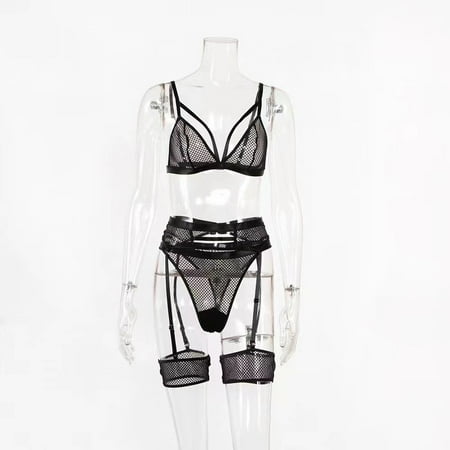 Generic Hot Selling Comfortable Soft Lace See-through Sexy Lingerie Three-Piece Set