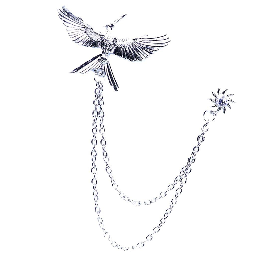 kusrkot Rising Brooch with Tassel, Scarf Clip, Fashion Tool for Men Costume Decoration Silver