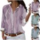 thumbnail image 1 of Fiudx Ofertas y Liquidaciones Camisa con Botones de Solapa Estampada de Serie Informal Regular de Manga Larga para Mujer, 1 of 5
