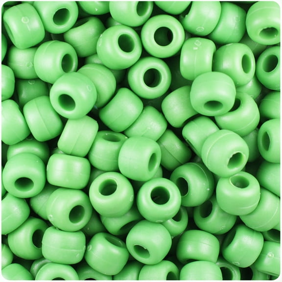 BeadTin Pea Green Matte 9mm Barrel Pony Beads (500pc)