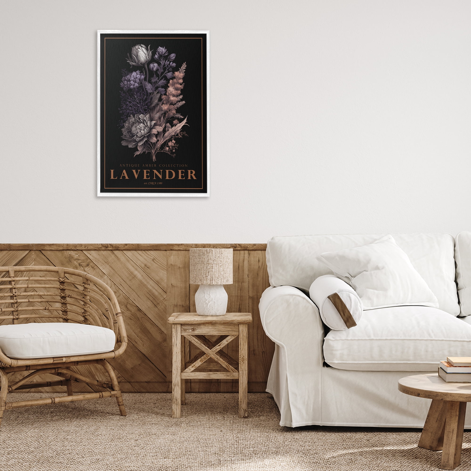 Stupell Industries Antique Lavender Light White Framed Giclee Art, design by Chris Giampietro