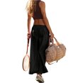 thumbnail image 5 of Women's Loose Wide Leg Track Pants Drawstring Pockets Elastic Waist Capri Casual Summer Hiking Pants Black XL, 5 of 7