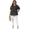 thumbnail image 3 of DARING DIVA Women's Plus Summer Top V Neck Short Sleeve Blouses 1X Black, 3 of 6