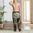 thumbnail image 6 of Lsque Vintage Pattern Flower Skull Print Men's Pajama Pants, Lounge Pant - Comfortable Home Wear,Elastic Waistband, Stylish Design-Medium, 6 of 9