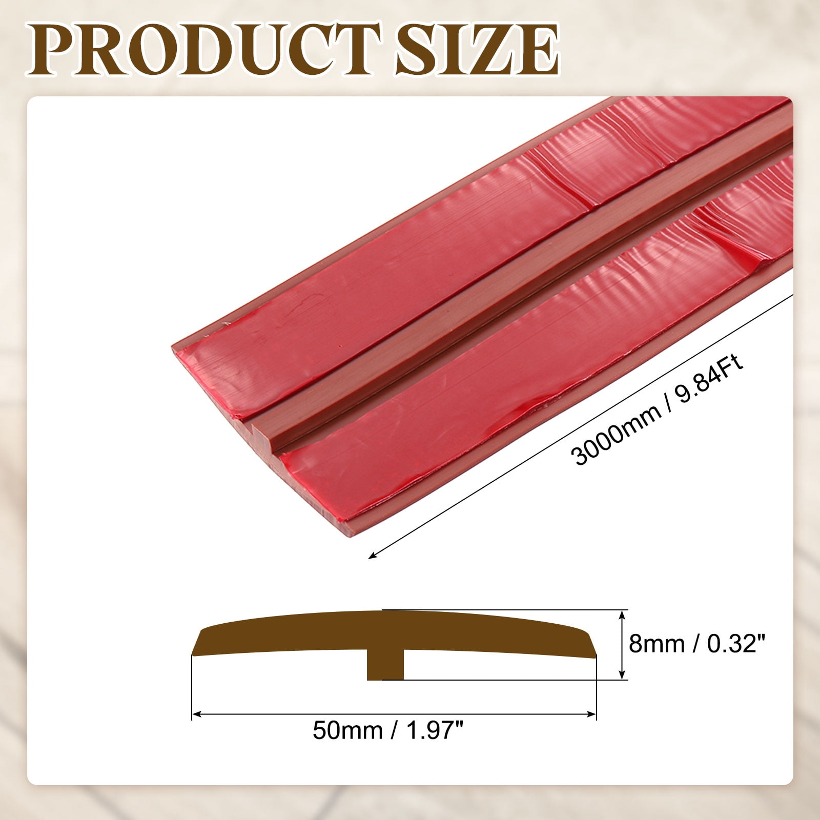 T-Molding Transition Strips, 9.84 ftx1.97" Vinyl Flooring Edging Trim, Walnut