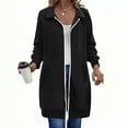 thumbnail image 2 of Long Hoodies for Women Full Zip Baggy Lightweight Hooded Tunic Sweatshirt Jacket Fall Casual Fashion Clothes (XL, Black|Lapel), 2 of 4