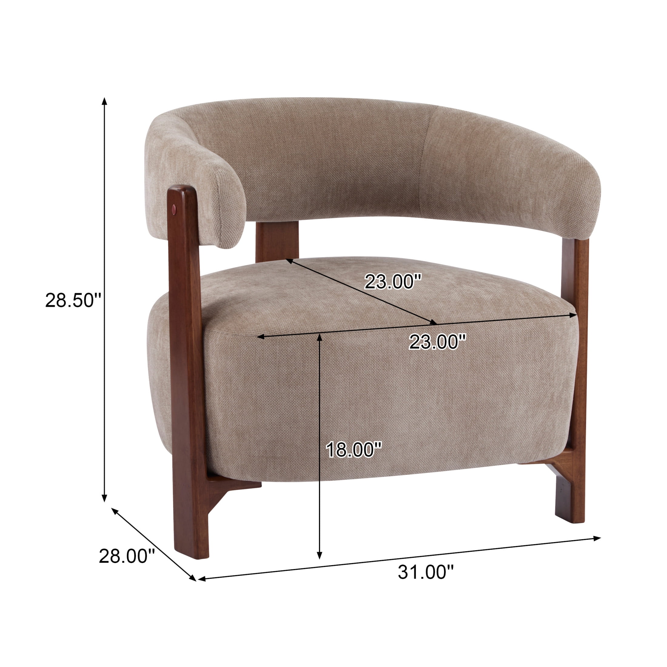Christopher Knight Home 31" Modern Upholstered Accent Armchair with Wooden Legs, Light Brown, Set of 2