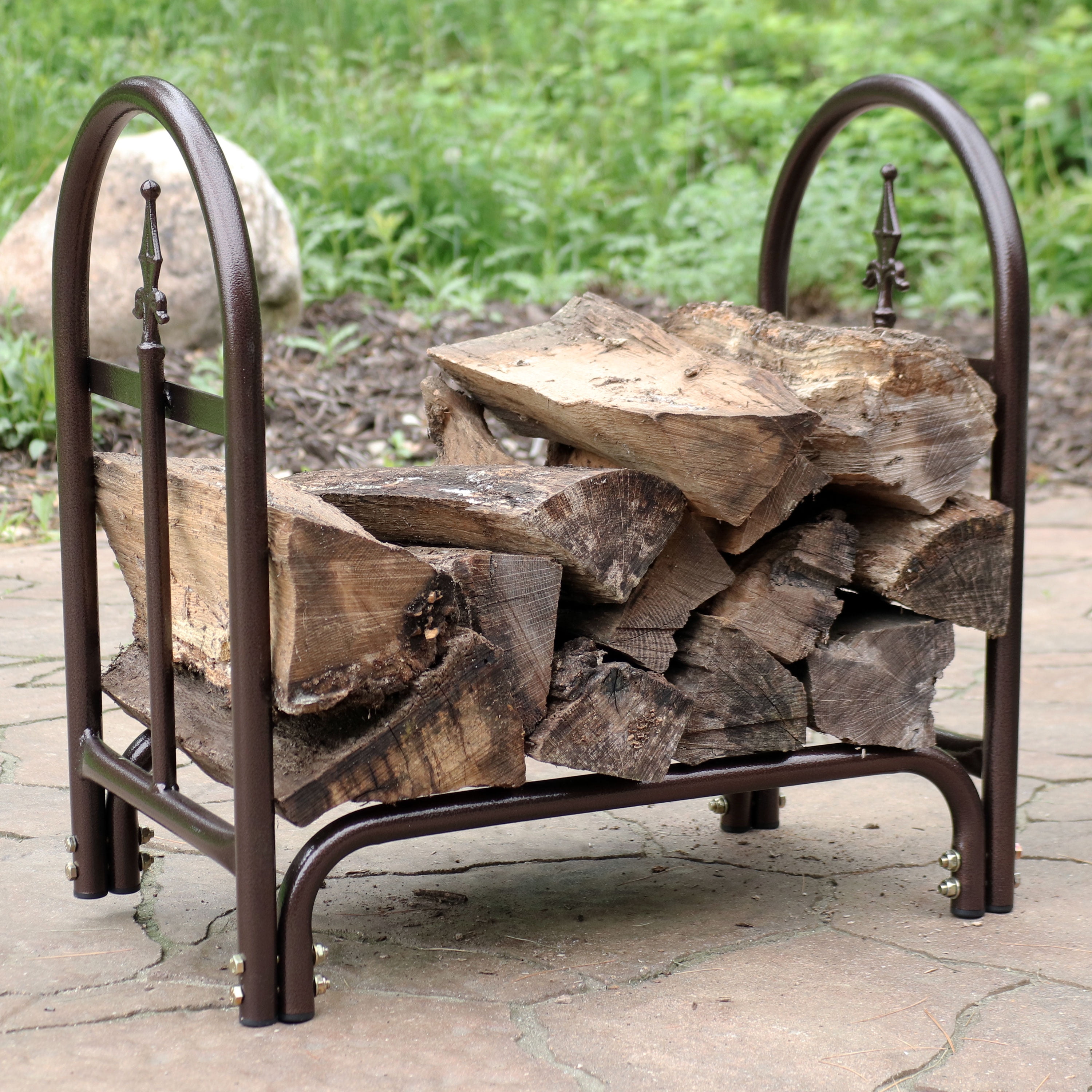 Sunnydaze 2 Foot Firewood Log Rack Indoor Outdoor Decorative Wood
