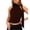 Coffee, variant on Women's Fashion Bow Cold Shoulder High Neck Sleeveless Top Casual Vest Yellow M