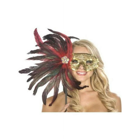Adult Black and Red Feather Carnival Eyemask