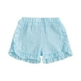 thumbnail image 2 of Toddler Baby Girl Shorts Casual Summer Gingham Plaid Seersucker Elastic Waist Ruffle Hem Shorts Bottoms Sweet Fashion Playwear, 2 of 8