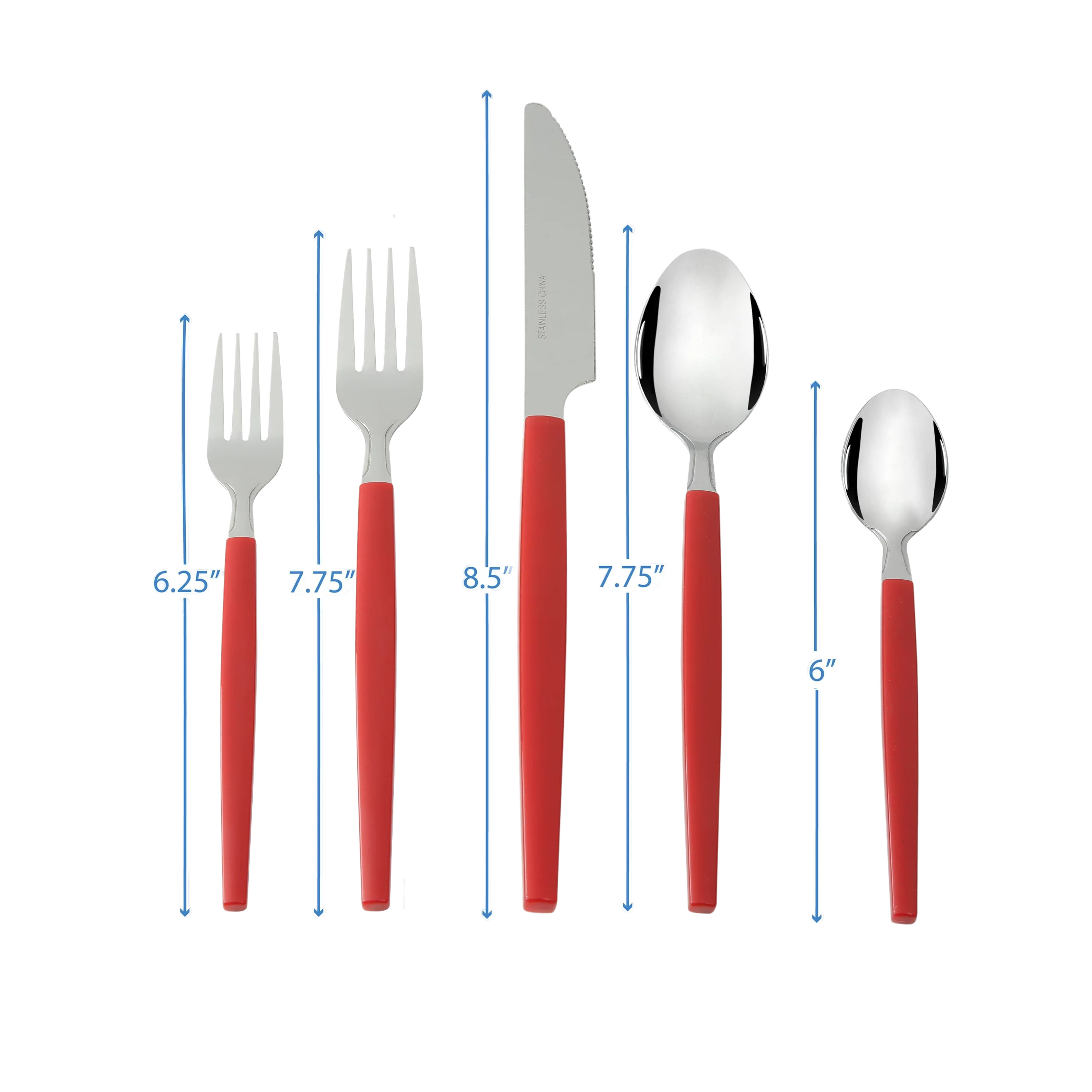 Mainstays 49 Piece Stainless Steel and Plastic Flatware Set with Tray, Niccole Red, Service for 8 Adult