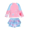 thumbnail image 2 of Bellafa Toddler Girls Rash Guard Bathing Suit Mermaid Long Sleeve Two Piece Swimsuit with Shorts UPF 50+ 3-9 Years Summer Beachwear, 2 of 7