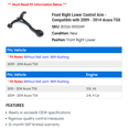 thumbnail image 2 of Front Right Lower Control Arm - Compatible with 2009 - 2014 Acura TSX 2010 2011 2012 2013, 2 of 2