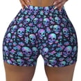 thumbnail image 2 of Fotbe Skull purple flower Shorts Sin Costuras – Shorts Deportivos de Cintura Alta para Mujer, Elásticos para Gimnasio, Yoga, Running o Ciclismo-Large, 2 of 8