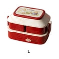 thumbnail image 4 of Injueey Fiambrera para Picnic, soporte para alimentos, para el hogar, la oficina, la escuela, compartimentos de doble capa, cajas de Cocina y Comedor Rojo L, 4 of 6