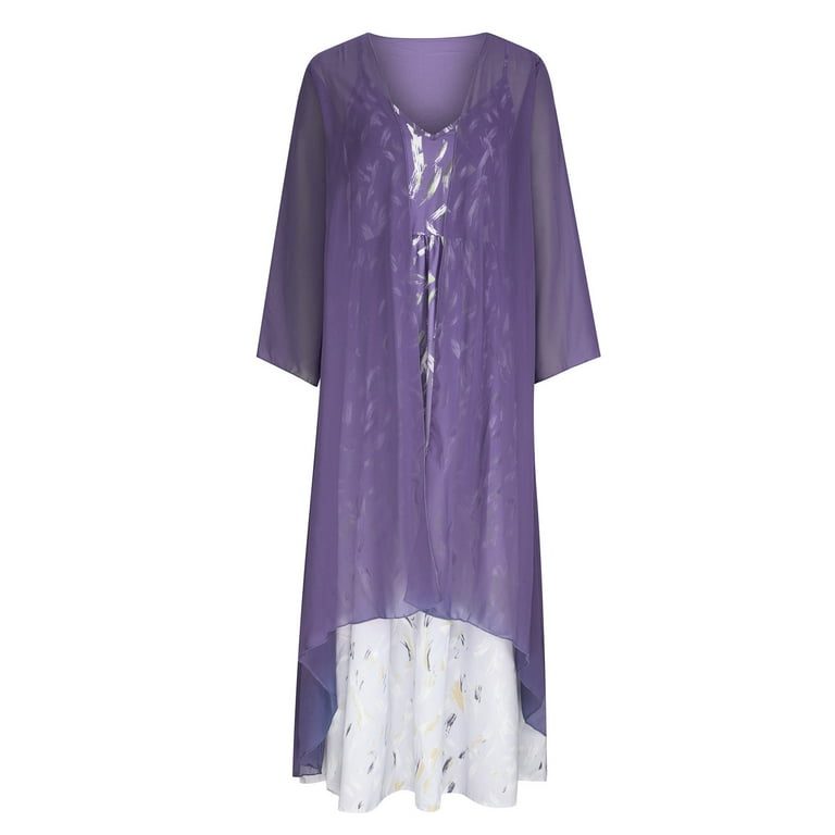Maxi Dress and Cardigans Set for Women Trendy Print