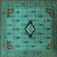 thumbnail image 1 of Ahgly Company Machine Washable Indoor Square Oriental Turquoise Blue Industrial Area Rugs, 5' Square, 1 of 4