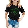 thumbnail image 4 of Girls St Patricks Day Shirt Funny Shamrock Short Sleeve T-Shirt Irish T-Shirt Lucky Tops Fashion T Shirts for Boys and Girls Black,5-6 Years, 4 of 4