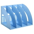 thumbnail image 1 of Soporte de Archivo de Revistas Uxcell, Estante de Almacenamiento Vertical de Plástico de 4 Compartimentos para Escritorio, Azul Cielo, 1 of 5