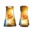 thumbnail image 3 of PAYOHTO Women's Sleeveless Dress Burning Basketball Summer Dress Casual Floral Print Round Neck A Line Beach Short Sundress​ with Pockets​, 3 of 8