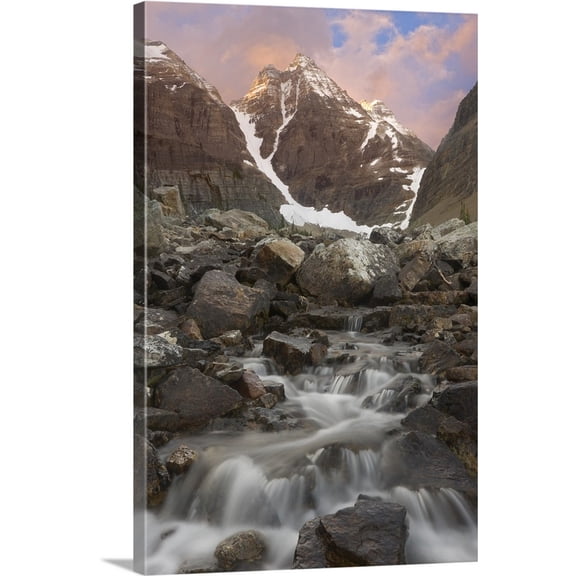 Great BIG Canvas | "Canada, BC, Sunrise over small rapids and Cathedral Mountain" Canvas Wall Art - 16x24
