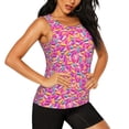 thumbnail image 2 of Fotbe Colorful Donuts 1 Blusas Sin Mangas para Mujer – Estilo Casual, Corte Suelto, Slim-Fit, Cuello Redondo Deportivo, Tops de Verano para Gimnasio y Yoga-XX-Large, 2 of 7