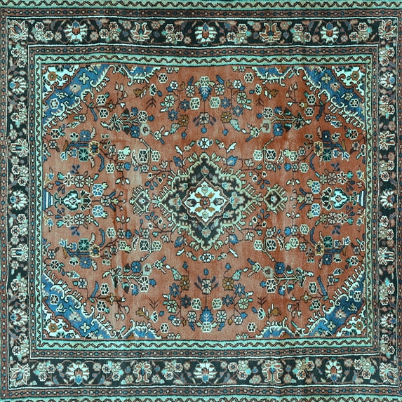 Ahgly Company Indoor Square Persian Light Blue Traditional Area Rugs, 4' Square