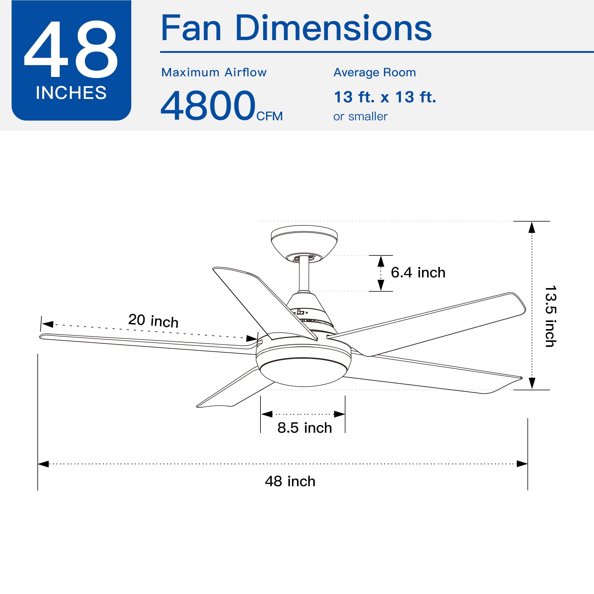 Wellspeed Farmhouse 48 in. Indoor Brown Ceiling Fan with 5 ABS Blades and Remote Control
