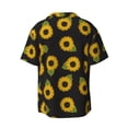 thumbnail image 2 of Vsdgher Sunflowers Print Men's Wrinkle Free Untucked Cuban Shirt Business Casual Button Down Shirts Short Sleeve Shirt, 2 of 7