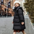 thumbnail image 6 of NAISIBABY Girls Parka with Pockets, Zip Up Thermal Windproof Hooded Winter Over Knee Length Puffer Coat Black 13T, 6 of 7